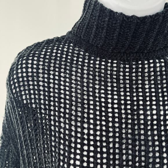 Elie Tahari for Design Nation Black Open-Work Vented Back Chenille Sweater S - Picture 6 of 10